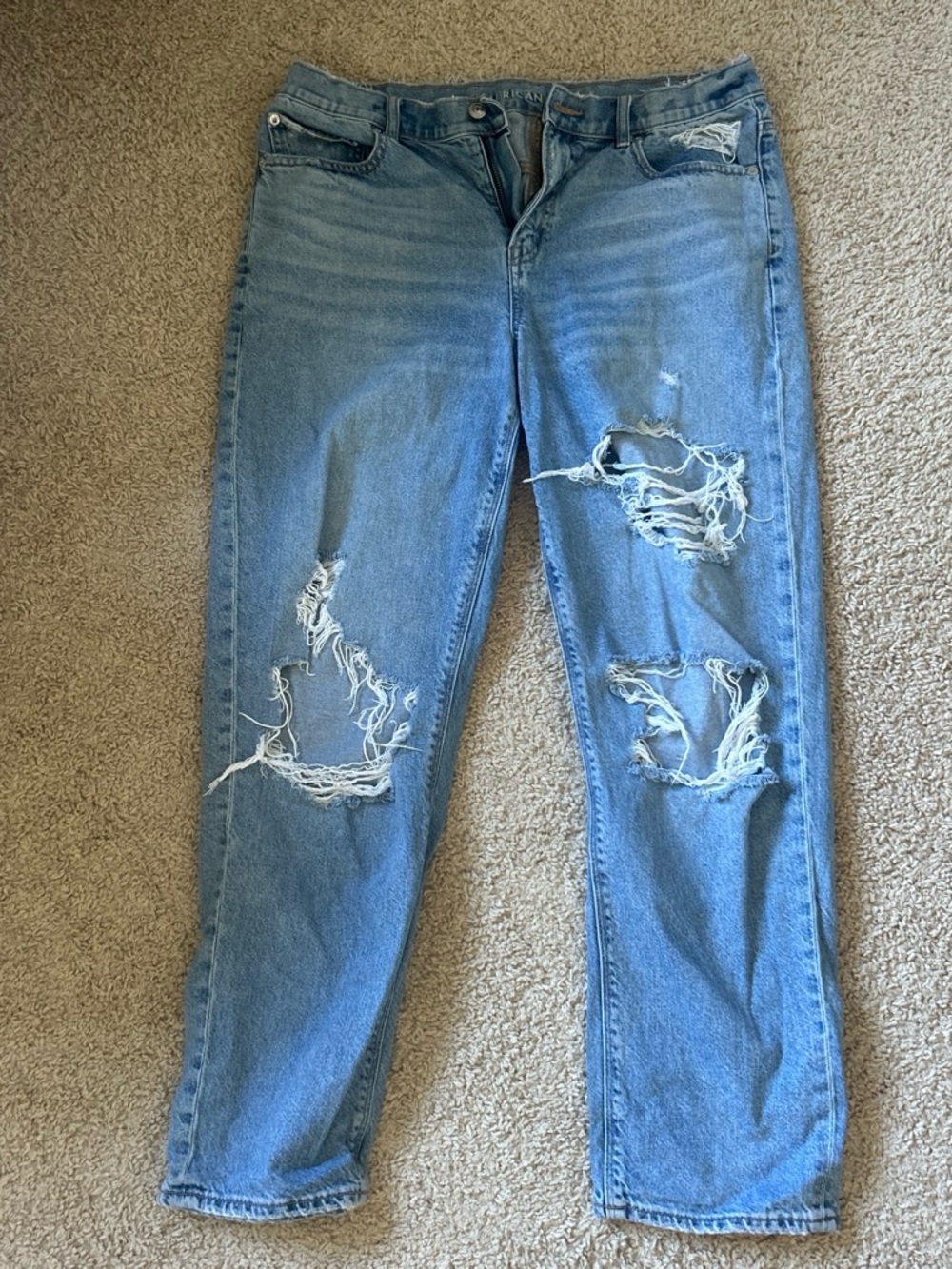 American Eagle Outfitters Light Blue Distressed Boyfriend Jeans